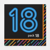Neon 18th Birthday Beverage Napkins - Pack of 18